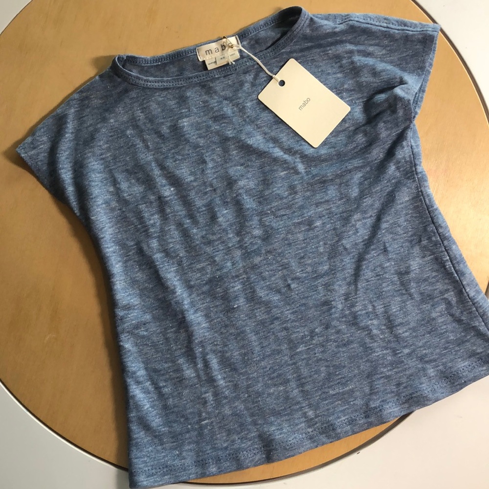 Mabo chambray marble blue 100% linen tee shirt